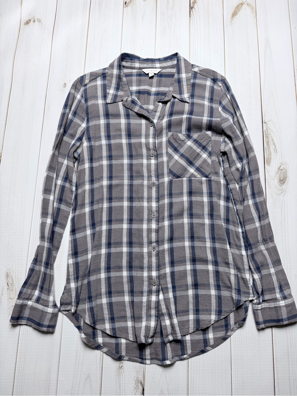 Lucky Brand Gray & Blue Plaid Button-Down Shirt